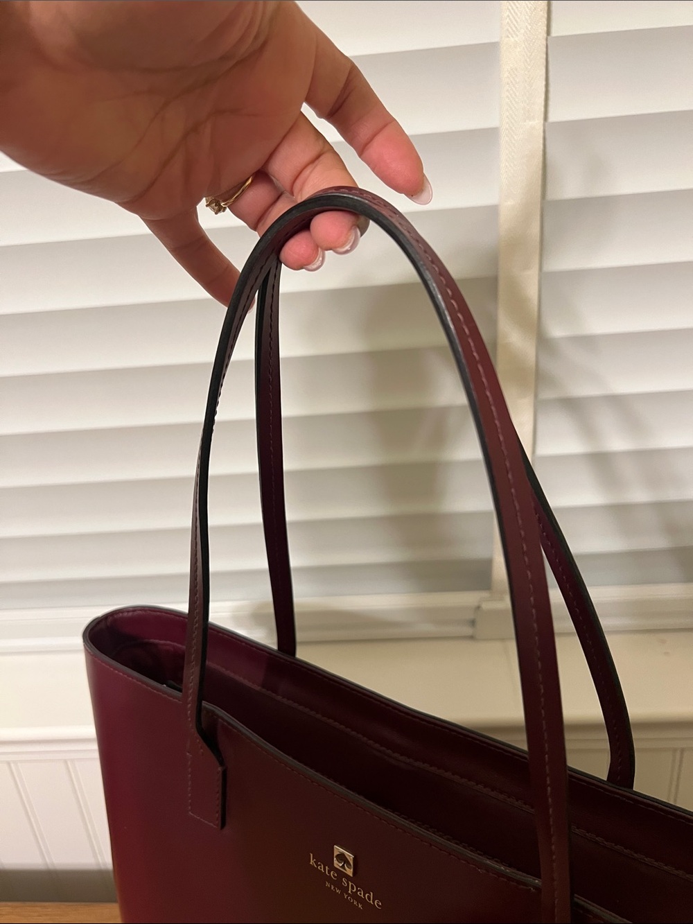 kate spade Wine Red Leather Tote Bag - Picture 2 of 16